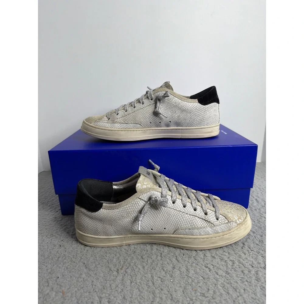 P448 John Silver Snakeskin Leopard John Sneakers Italian Womens 39 Shoes 8.5 US